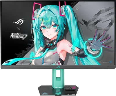 A computer monitor featuring an anime character.