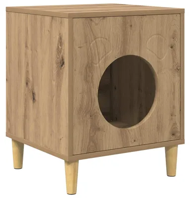 Zdjęcie produktu dla vidaXL Domek dla kota rękodzieło dąb 42,5 x 40 x 53 cm materiał drewnopochodny