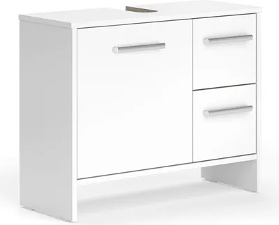 Zdjęcie produktu dla Szafka na wannę Vicco Karli Biały 70.2 x 57 cm z 2 szufladami i 1 drzwiami, Model 58327