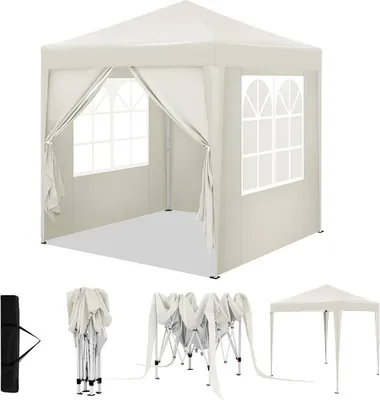 Produktbild von WOLTU Pavillon 2x2 m, mit 4 Seitenwänden, Partyzelt wasserabweisend UV-Schutz 50+, Beige