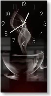 Produktbild von DEQORI Glasuhr 30x60 cm Zahlen 'Tasse aus Kaffeedampf' Wanduhr Glas Uhr Design leise