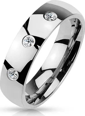 Produktbild von Damen Herren Ring Edelstahl Partnerring Ehering Zirkonia Kristalle  52 - Ø 16,51 mm 4 mm