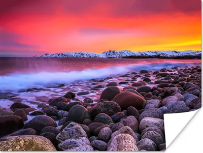 Produktbild von MuchoWow® Poster Sonne - Steine - Schnee - Landschaft - Wasser 120x90 cm - Wandbild