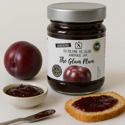 Produktbild von To Filema Tis Lelas Pflaumenkonfitüre ohne Zuckerzusatz 240 g – Griechischer Fruchtaufstrich mit Traubensaft