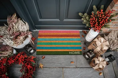 Zdjęcie produktu dla Hanse Home Colorful Stripes, Wycieraczka skrobak, Wewnątrz/Na wolnym powietrzu, Prostokąt, Wielobarwny, Wzór, Kokos