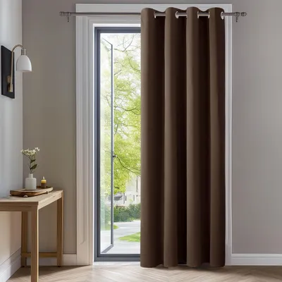 Image de Rideaux Deconovo pour chambre à coucher, occultants, thermiques, avec œillets, couleur marron