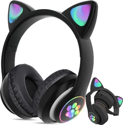 Produktbild von Kabellose Kopfhörer Bluetooth Radio FM MP3 Katzenohren LED
