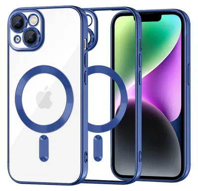 Produktbild von Techsuit Luxury Crystal Back Cover Hülle mit MagSafe für Apple iPhone 14 - Dunkelblau