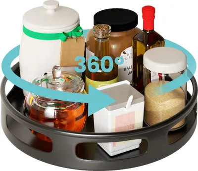 Produktbild von Heikoeco®360°gewürz organizer drehbar, drehteller organizer,drehteller kühlschrank,drehteller küche(1 Ebene, Schwarz)