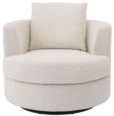 Produktbild von Casa Padrino Luxus Drehsessel Creme Ø 95 x H. 70 cm - Runder Wohnzimmer Sessel - Luxus Wohnzimmer Möbel