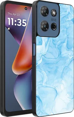Produktbild von Smartphonica Handytasche Passend für Motorola Moto G 2025 mit Marmordruck - TPU Rückabdeckung Fall Marmor Design - Hellblau