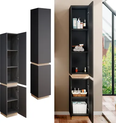 Produktbild von Badschrank Vicco Gloria Anthrazit 33 x 197.5 cm mit 2 Türen, Model 40882