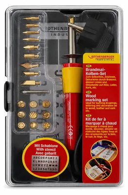 Produktbild von Rothenberger 30991 Brandmalset 30W | Brandmalkolben + Stempel & Spitzen (25-tlg)