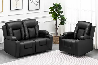 Produktbild von COMHOMA Relaxsessel mit Wippfunktion Fernsehsessel TV Sessel mit Liegefunktion , Dicke Rückenlehne und Armlehnen, schwarz