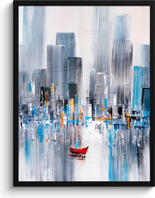 Produktbild von MuchoWow® MuchoWow® Gerahmtes Poster New York - Manhattan - Ölfarbe 60x80 cm - Poster mit zchwarzem Bilderrahmen - Premium - Wanddeko Wohnzimmer