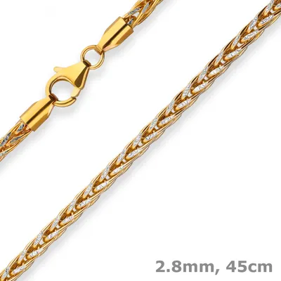 2-8mm-Zopfkette-hohl-aus-375-Gold-gelb-weiß-45cm