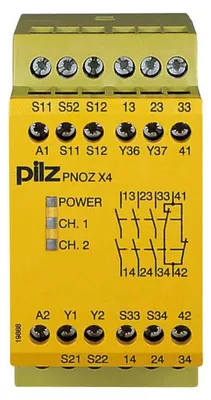 Immagine prodotto di Dispositivo di arresto di emergenza 24VDC 3n/o 1n/c - Relè di sicurezza DC EN954-1 Cat 4 PNOZ X4...