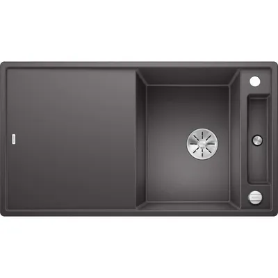 Produktbild von BLANCO Axia III 5S - Spüle - SILGRANIT - 1 1/2 Schüssel - reversibel - selbstentleerend - ohne Siph - Glasschneidebrett - grau