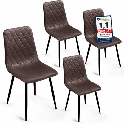 Produktbild von Lina® Elisia Esszimmerstuhl im modernen Design - Samt - Bequemer Stuhl für Ihr Esszimmer, hochwertiger Stoff, ergonomische Form - 4er Set - Braun, KI-generiertes Bild