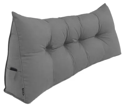 Produktbild von POKAR Rückenkissen 200x50x20 cm aus Polyester mit Seitentaschen für Bett und Sofa, Grau