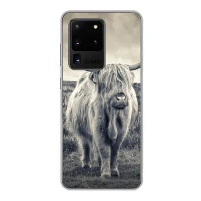 Produktbild von MuchoWow® Handyhülle Schutzhülle Hülle für Samsung Galaxy S20 Ultra Schottischer Hochländer - Tiere - Wolken - Kuh - Natur Silikon Softcase Handy Hülle - Karteninhaber