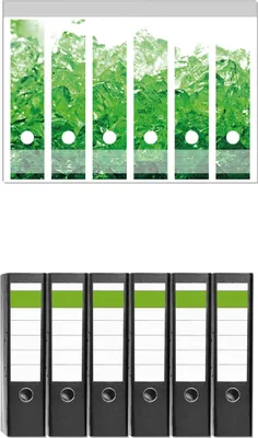 Produktbild von Wallario 6 Stück breite Ordner inkl. Klebeetiketten mit Motive Leuchtendes Eis in grün -  Set mit Rückenschildern / Ordnerrücken Stickern