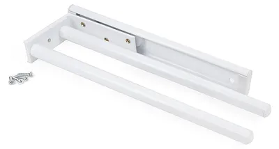 Zdjęcie produktu dla Emuca Wysuwany wieszak na ręczniki, 2 ramiona, Aluminium, Malowany na biało