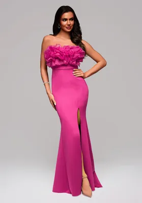 Produktbild von Ombre Elegantes Abendkleid mit voluminösem Rüschen fuchsia S