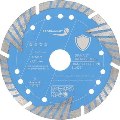 Produktbild von PRODIAMANT Diamanttrennscheibe 125mm mit Schutzsegmenten für universellen