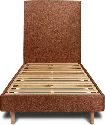 Productafbeelding van Bed met gestoffeerd hoofdeinde – Bouclé-stof - 90x190 cm