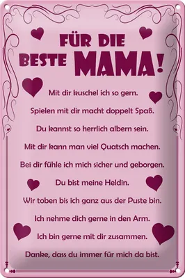 Produktbild von Blechschild Spruch 20x30cm Für die beste Mama