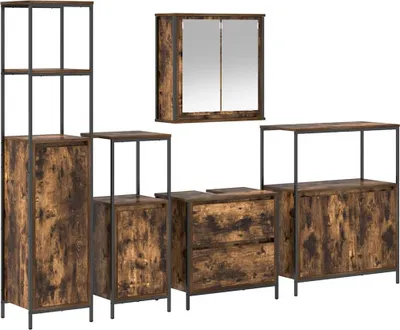Immagine prodotto di Set di mobili per il bagno 5 pcs Marrone Legno multistrato