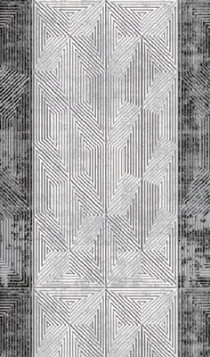 Produktbild von Geometrisches Muster Design Teppich Kurzflor Flur Foyer Grau Schwarz Teppiche