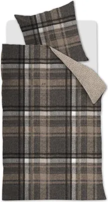 Produktbild von Rivièra Maison Bettwäsche Cozy Check_Brown_DE_UV_135x200 135 x 200 cm + 1x 80 x 80 cm 1 Bettbezug, 1 Kissenbezug