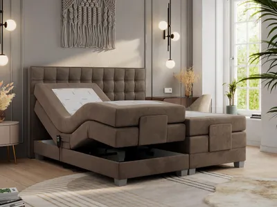 A bedroom scene with a bed and decorative elements.