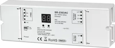 Produktbild von SR-2303AC DALI Phasenabschnitt-Dimmer 2-Kanal 100-240V AC DALI-2 DT6 für dimmbare LED-Lampen