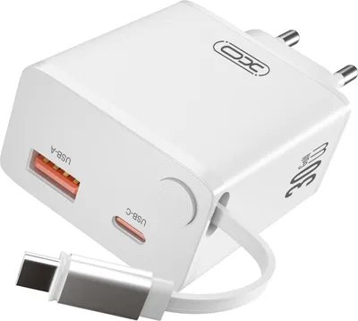 Zdjęcie produktu dla SZYBKA Ładowarka sieciowa USB TYP-C 3A PD 30W 3000mA KOSTKA +KABEL ZWIJANY