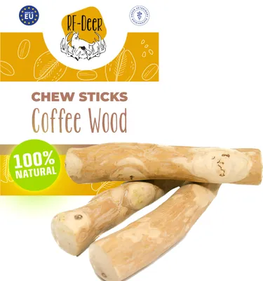 Produktbild von RF-DEER: L 140-190g 18-19cm Kaffeeholz Kaustab für Hunde Kauknochen Hunde-Spielzeug 100% natürliches Sorgfältig poliert risikoarm langlebig
