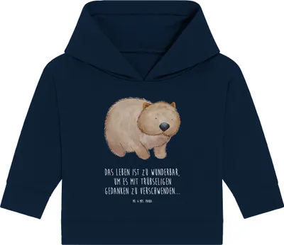Produktbild von Mr. & Mrs. Panda Organic Baby Hoodie Wombat 12. - 18. Monat - French Navy - Geschenk, Spruch, Motivation, Kapuzenshirt, Das Leben Ist schön, Australien, Lustige Sprüche