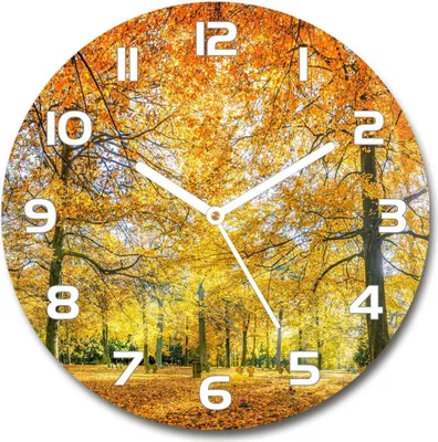 Produktbild von Wanduhr aus Glas 30fi Glasbild Glasuhr Gehärtetes Glas - weisse-zeiger - Autumn forest