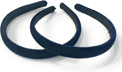 Produktbild von 2 marineblaue Samt-Stirnbänder für Mädchen als Haar-Accessoires