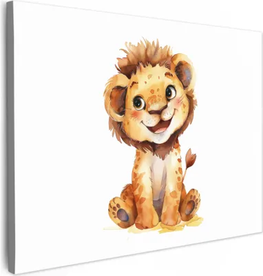 Produktbild von Leinwand Bilder 70x50 cm - Kinder Tiere - Löwe, Bilder, Wanddeko, Wandbilder Wohnzimmer