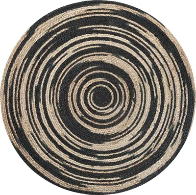 Produktbild von BELIANI Teppich Beige Schwarz Jute ø 140 cm Kurzflor Boho Spirale Maschinengewebt Rund
