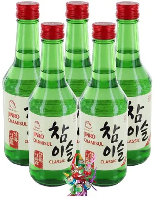 Produktbild von yoaxia® 5er Pack HITEJINRO Soju Jinro Chamisul Classic (5x 350ml) Spirituose Alk. 20,1% vol. + ein kleiner Glücksanhänger