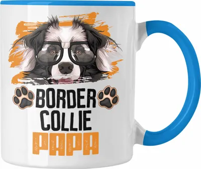 Produktbild von Trendation - Border Collies Papa Besitzer Tasse Geschenk Lustiger Spruch Geschenkidee Border Collies Liebhaber (Blau)