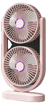 Productafbeelding van Bureauventilator, dubbelkop, USB-oplaadbaar, roze