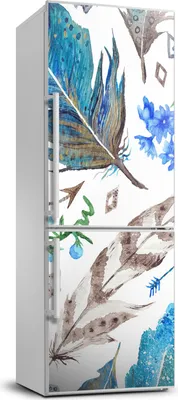 Imagen del producto de Decoración para nevera Tulup - 70x190 cm - Adhesivo para nevera - Plumas y flores