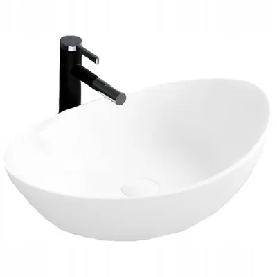 Produktbild von Ovales Ceramik-Auflauffwaschbecken oval weiß für Waschtisch 42 x 34 cm