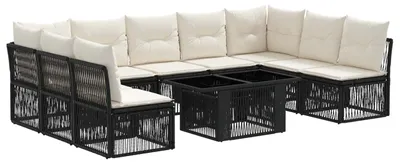 Produktbild von vidaXL Gartensofa-set 10 stk. Schwarz Poly-Rattan