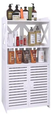 Immagine prodotto di Mobiletto da bagno angolare con porta e ripiani, 40 x 25 x 90 cm, bianco